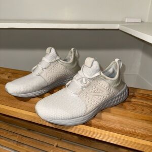 New Balance White Sneakers with Knit Mesh Upper